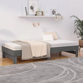 szürke tömör fenyőfa kihúzható kanapéágy 2x(100x200) cm