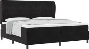 vidaXL Boxrugós ágy matracmal Fekete 200 x 200 cm Poliészter