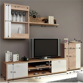 Nappali bútor, tölgy sonoma/fehér, GENTA