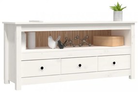 fehér tömör fenyőfa TV-szekrény 114x35x52 cm