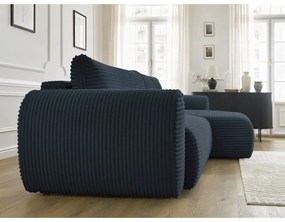 Sötétkék kordbársony kinyitható sarokkanapé (jobb oldali) Lucien – Bobochic Paris