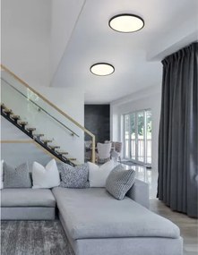 Globo 41566-20S Mennyezeti lámpa matt fekete műanyag, fehér műanyag, felfelé is világít "háttérvilágítás", ø: 300mm, M: 35mm, tartozék: LED 20W 230V, 1700lm forrás, 1000lm kimenet, 4000K