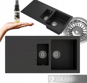 Gránit mosogató egymedencés mosogató Solaris szett szifon impregnáló