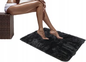 Fürdőszobaszőnyeg Plüss Csúszásgátló fekete 40x60 cm