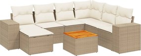 vidaXL 8 részes bézs polyrattan kerti ülőgarnitúra párnával