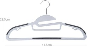 Műanyag vállfa készlet 50 db, csúszásmentes, 41,5 cm, szürke, ezüst
