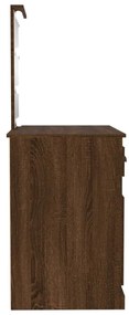 barna tölgyszínű szerelt fa pipereasztal LED-del 90x50x132,5 cm