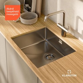 Klarstein TitanSteel Konyhai mosogató 45 x 55 cm (H x Sz) rozsda-, karc-, és hőálló felülettel