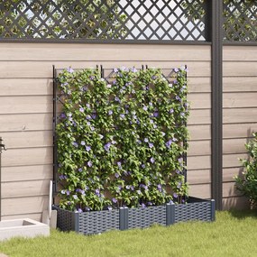 Kerti Cserép Trellis-szel 3 db Szürke 120x40x125.5 cm