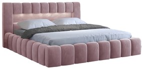 Franciaágy 140 cm Luxa (rózsaszín) (ágyráccal, és LED-del). 1041555