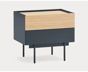 Antracitszürke-natúr színű éjjeliszekrény tölgyfa dekorral Otto – Teulat