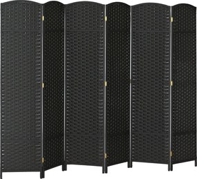 HOMCOM 6-panelos Összecsukható Szobai Elkülönítő 240x170 cm Magánéleti Képernyő Elválasztó Nappaliba, Hálószobába, Irodába Fekete | Aosom