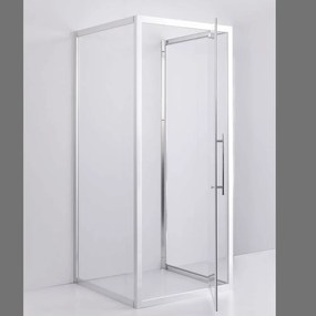 Stuxi Torino 80x80 falsíkra szerelhető 3 oldalú nyílóajtós zuhanykabin 6 mm vízlepergető biztonsági üveggel, króm elemekkel, 200 cm magas