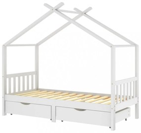 fehér tömör fenyőfa fiókos gyerekágykeret 90 x 200 cm