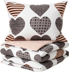 Flanel mikroszálas ágynemű STRIPE HEART színes Ágyneműhuzat mérete: 70 x 90 cm | 140 x 200 cm