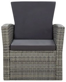 4-részes szürke polyrattan kerti bútorszett párnákkal