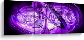 Lila fraktálos kép (órával) (90x30 cm)