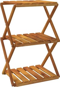 vidaXL 3 szintes barna tömör akácfa összecsukható polc 43 x 31 x 63 cm