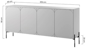 Sonatia 200 cm négyajtós komód - olívazöld