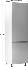 Hűtőgép szekrény, fehér/szürke extra magasfényű, jobbos, AURORA D60R
