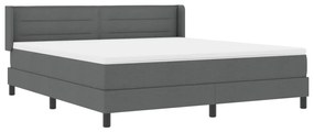 Boxspring ágy matraccal, sötétszürke, 180 x 200 cm, szövet.