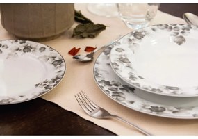 Fehér-világosszürke porcelán desszertes tányér készlet 6 db-os ø 19 cm Foliage gray – Villa Altachiara
