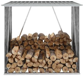 vidaXL szürke horganyzott acél kerti tűzifatároló, 163 x 83 x 154 cm