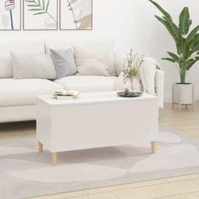 magasfényű fehér szerelt fa dohányzóasztal 90x44,5x45 cm