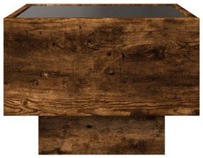 füstös tölgy színű szerelt fa kisasztal LED-del 40 x 40 x 30 cm