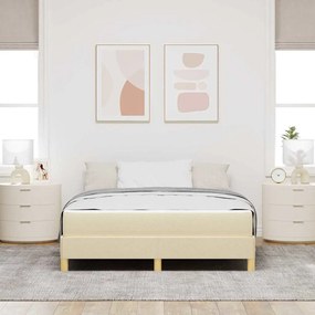 Boxrugós ágy Krém és barna 140 x 200 cm Textil és mérnöki fa
