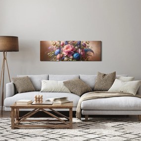 Kép - Asztal tele virágokkal (órával) (90x30 cm)