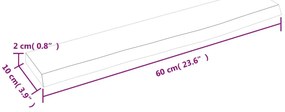 sötétbarna kezelt tömör tölgyfa fali polc 60x10x2 cm