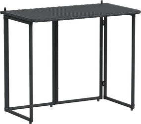 vidaXL fekete polyrattan összecsukható kerti asztal 90x51x75 cm