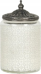 Üveg díszdoboz fém fedéllel 9x14 cm