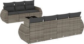 vidaXL 8 részes szürke polyrattan kerti ülőgarnitúra párnákkal