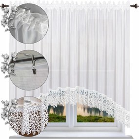 Kész függöny csipkével, 180x500 cm, íves, sima, klasszikus függöny csipkével