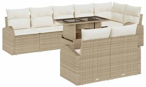 Kerti Kanapé Szett tárolóval 9 pcs Bézs Poli rattan