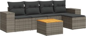 vidaXL 6 részes szürke polyrattan kerti ülőgarnitúra párnákkal
