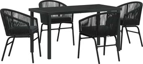 vidaXL Kert étkező szett 5 pcs Fekete Porszórt acél
