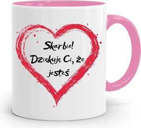 Rózsaszín Bögre Valentin Napra Köszönöm, Hogy fényképes nyomattal Vagy