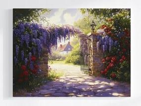 Poszter Virágzó Falu Glicinia Wisteria Rózsa Kapu 80x60