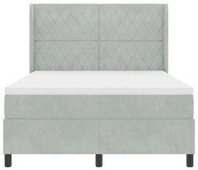 Boxspring Ágy Matrac with Light Grey 140x200 cm Velúr