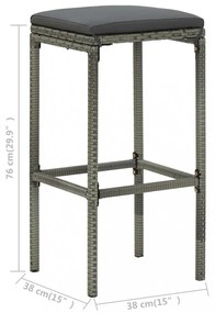 3 részes szürke polyrattan bárszett