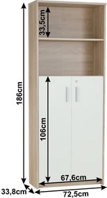 Irattartó zárható szekrénnyel, sonoma tölgy/fehér, JOHAN 2 NEW 10