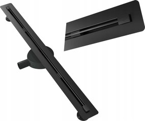 Lineáris Lefolyó Csempe Alá 90 cm Acél Szifon Zuhanytálca Luno Fekete