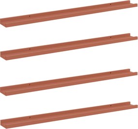 vidaXL Falpolc polcokkal tárolóval 4 pcs Piros 100 x 9 x 3 cm Faanyag