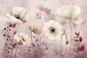 Fotótapéta Flizelina Akvarell Növények Virágok Rózsa Shabby Chic 368x254 ragasztó