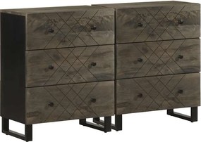 vidaXL 2 db tömör mangó tálalószekrény fekete 60x33x75 cm
