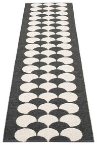 Fekete-krémszínű kültéri-beltéri futószőnyeg 70x250 cm Poppy Black Vanilla – Pappelina