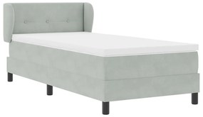 Boxspring Ágy Matraccal Világosszürke 90x200 cm - Bársonyos